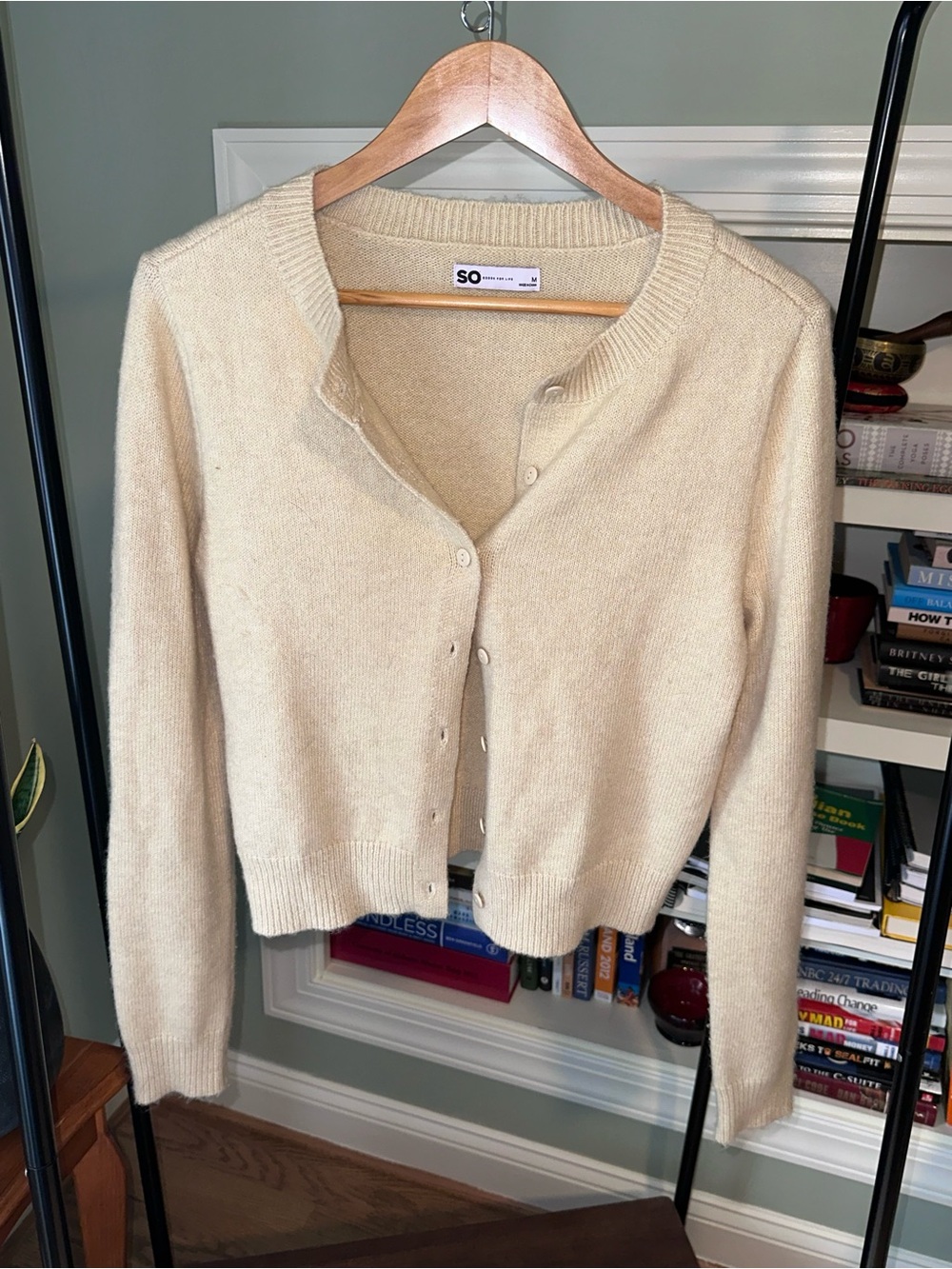 SO Cream Button Front Knit Cardigan